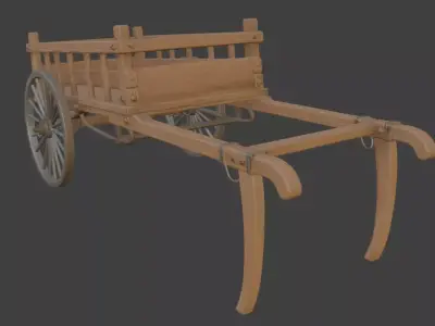 Medieval Wooden Cart 3D Model 3D model
