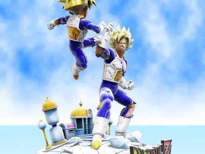 Goku vs Gohan training at hyperbolic time chamber diorama 3D print model