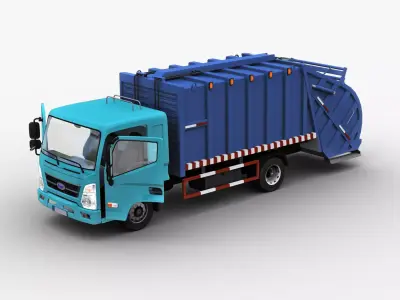 Garbage Truck with interior Low-poly 3D model