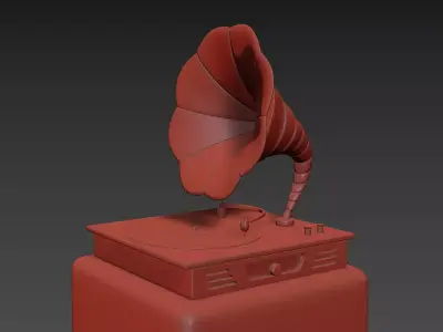 Vintage Cartoon Record Player  3D model