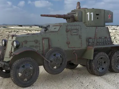 BA 6 Armored Car  Vray  3D model