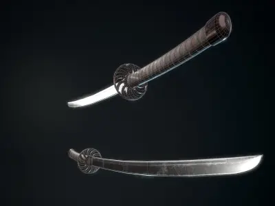 Katana two samurai swords Low-poly 3D model buy