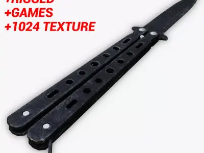 Butterfly Knife Low-poly 3D model shop