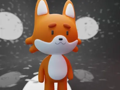 Cute Fox 3D model Low-poly 3D model