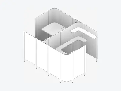 Office Pod - Workspace - Officetec - Side To Side Low-poly 3D model