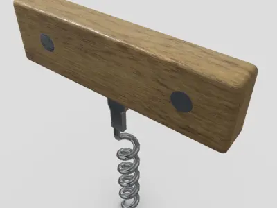 Corkscrew 3 bottle opener with spiral Low-poly 3D model
