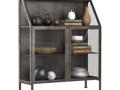 Vintage French Factory Bar Cart 3D model