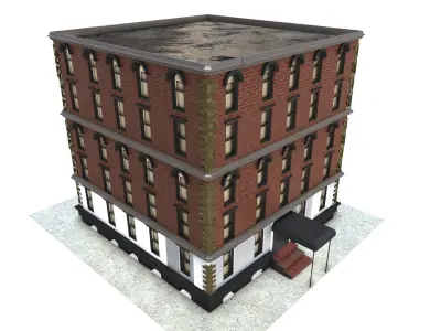 Street Building 3D Model Free low-poly 3D model