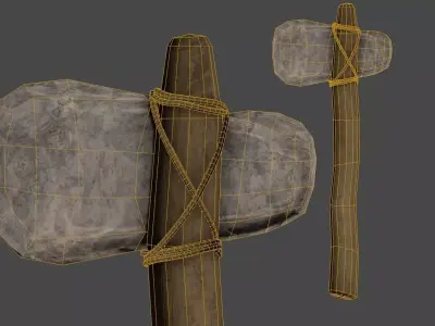 Primitive Axe - Game Ready Low-poly 3D model