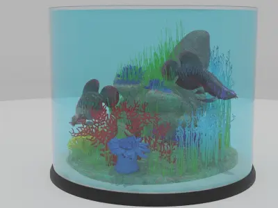 Aquarium in glass container 3D model