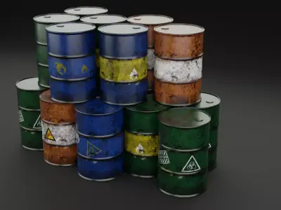 old oil barrels 3D model