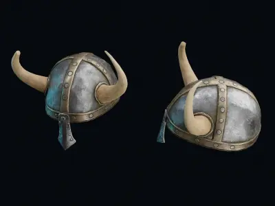 Helmet with horns Low-poly 3D model