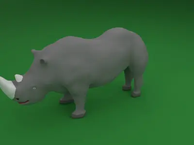 Low Poly White Rhinoceros Low-poly 3D model