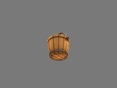 Wooden Bucket Low-poly 3D model