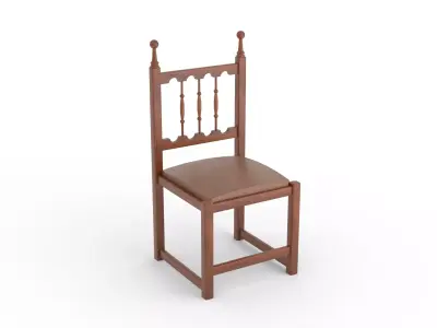 Antique Wooden Chair Low-poly 3D model