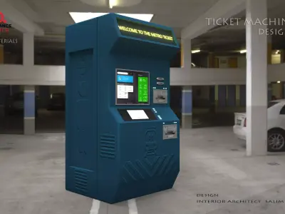 Ticket Machine 3D model Low-poly 3D model