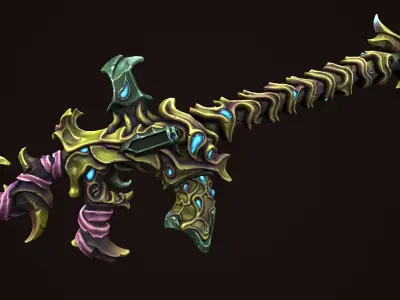 Undead assault rifle Low-poly 3D model
