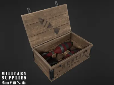 Military Supplies Pack - Mortar Ammo Box Low-poly 3D model