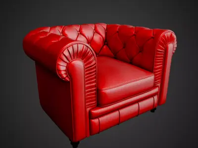 Chesterfield Vintage Leather Arm Chair  3D model