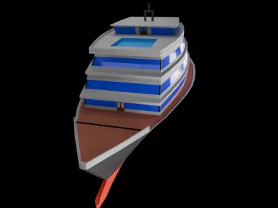passenger transport low poly ship Low-poly 3D model