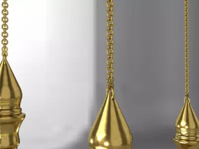 Traditional Brass Hanging Oil Lamp 3D print model
