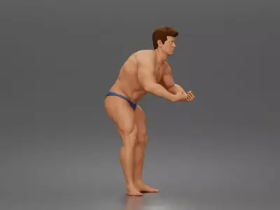 Bodybuilder flexes muscles posing trunks onstage powerhouse 3D print model