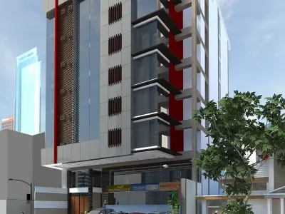 Commercial Hotel Low-poly 3D model