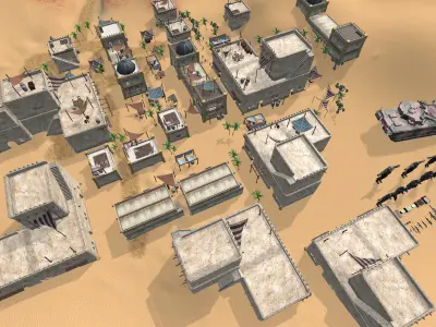 Desert Combat Environment Pack Soldiers Terrorists Weapons Asset Low-poly 3D model