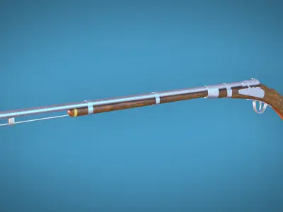 Percussion Rifle LowPoly Firearm  3D Model Low-poly 3D model