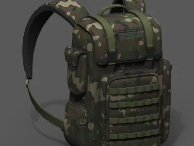 Backpack military combat soldier bag baggage  Low-poly 3D model