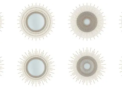Bamboo Wall Mirror Set Free 3D model