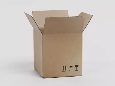 Cardboard Box V2 - Parcel Package with Symbols - Rigged 3D model