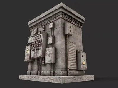Electrical Transformer 3 Low-poly 3D model