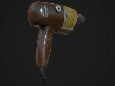 Black and Decker Drill PBR Low-poly 3D model Low-poly 3D model