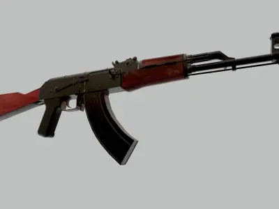 Black AK47 Assault Rifle Game Ready Low-poly 3D model