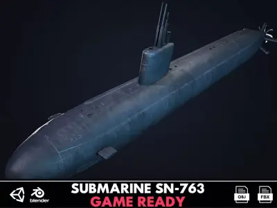 Submarine Santa Fe Low-poly 3D model