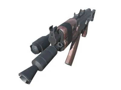 20-AKS-74-gun model 3d game ready model Low-poly 3D model Low-poly 3D model