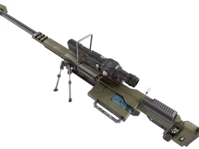 Weapon hard surface machine gun Low-poly 3D model