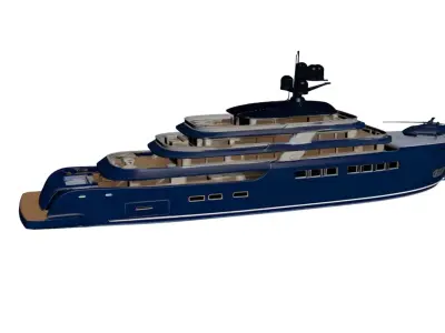 Helipad Luxury Super Yacht Modern Multi-Deck Mega Yacht 3D model