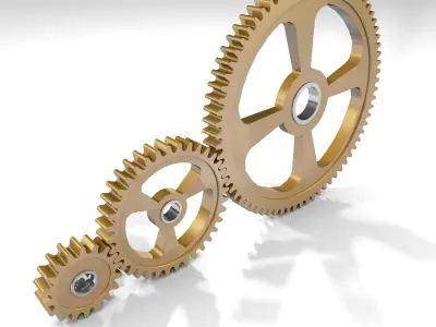 Cogwheels brass 3D model