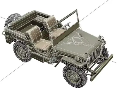 Willys MB Military Jeep Low Poly Classic Army Vehicle Low-poly 3D model