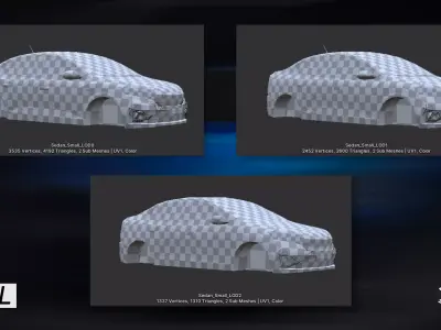 Gridlock - Small Sedan - PBR Game ready Car Low-poly 3D model