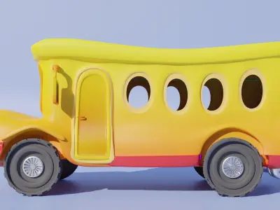 Cartoon  Bus 2 Low-poly 3D model