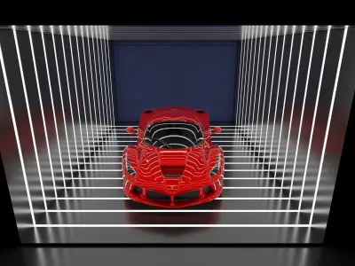 Car Exposition - Showroom Render Scene 3D Model Low-poly 3D model
