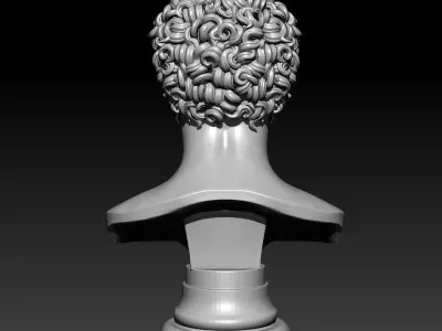 Commodus bust of man with curly hair 3D print model