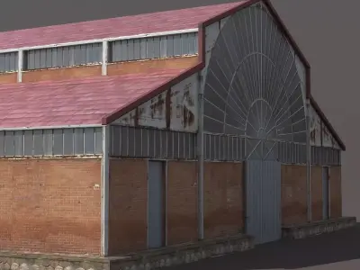 Factory Hangar Low Poly 3d Model Low-poly 3D model