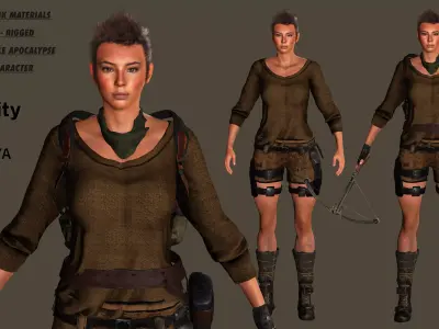 AAA 3D APOCALYPTIC FEMALE 03 - REALISTIC GAME READY CHARACTER Low-poly 3D model