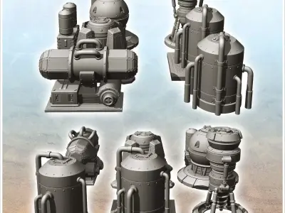 Set of six futuristic industrial machines 7 - Future Sci-Fi SF P 3D print model purchase