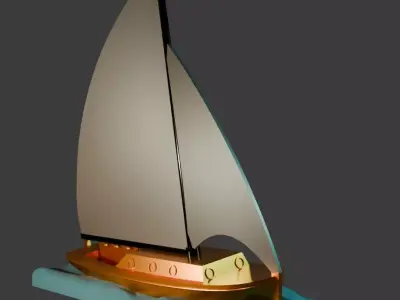 Souvenir Sailing Yacht at Sea  3D Printable FDM Model 3D model