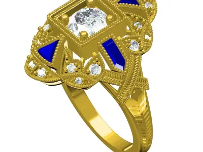 Antique Art Deco Vintage Ring 3D print model purchase